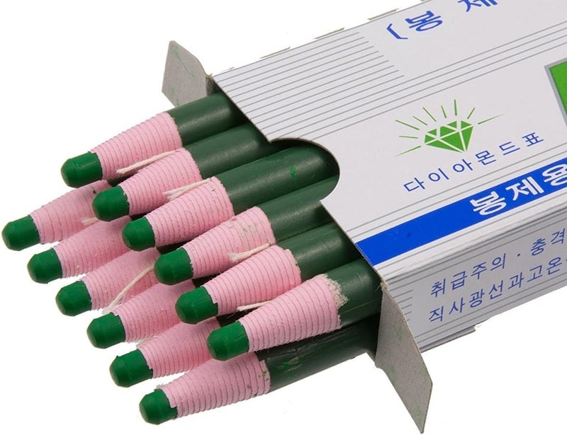 LENITH Korean Glass Markers Grease Pencils Peel-Off Type Grease Pencils China and Porcelin Marker/Wax pencil for Vinyl, Metal, Skin, Paper, window glass, Checking Markers (12 Pencils) Color:Green - Image 3